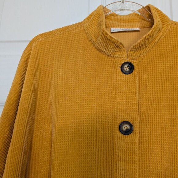 Bryn Walker Shacket Womens Size Small Mustard Yellow Waffle Knit Oversized Shirt - Picture 2 of 10